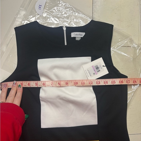Calvin Klein Size 6 Small Black Gold Color Block Sleeveless Dress Ponte New - Picture 3 of 7